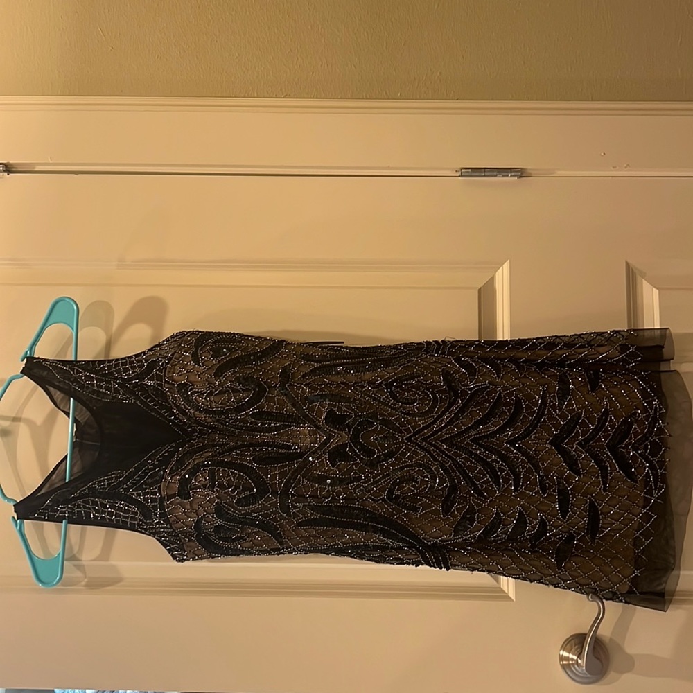 Black beaded fully lined cocktail dress